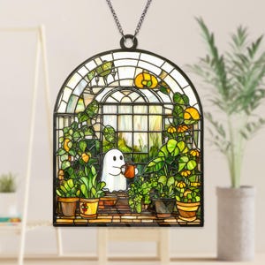 ACRYLIC Cute Ghost Plant Window hanging Ghost and Monstera Acrylic Ornament Ghost Plant Hangings Plant Lovers Gift Gift For Mom NOT GLASS